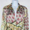 Zara Roxine Shirt Style Dress L Paisley High Low Hem Long Sleeves Belted Silky