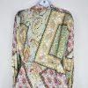 Zara Roxine Shirt Style Dress L Paisley High Low Hem Long Sleeves Belted Silky