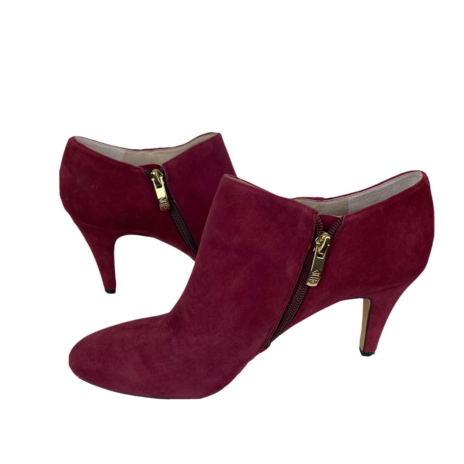 New VINCE CAMUTO Women Burgundy Leather Suede Booties Size 9.5 M