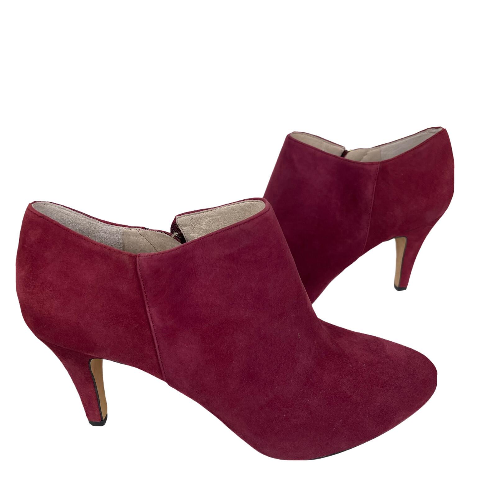 New VINCE CAMUTO Women Burgundy Leather Suede Booties Size 9.5 M