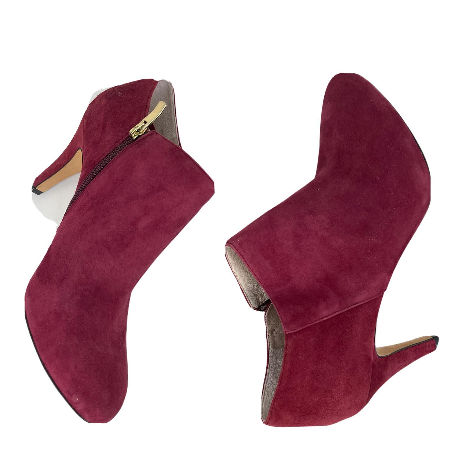 New VINCE CAMUTO Women Burgundy Leather Suede Booties Size 9.5 M
