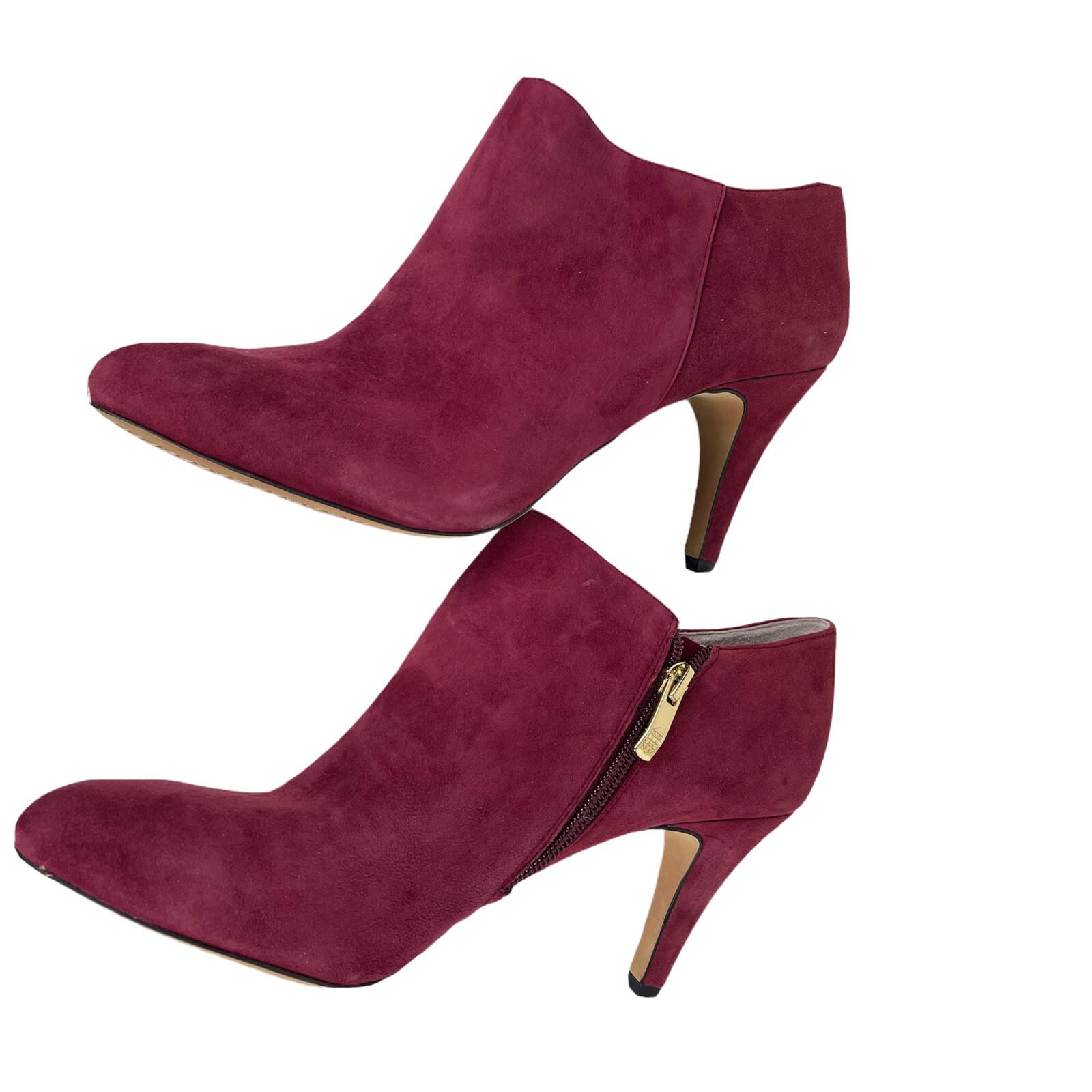 New VINCE CAMUTO Women Burgundy Leather Suede Booties Size 9.5 M