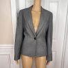 10-1144.jpg Jones New York Polyester Rayon Spandex Pant Suit Size 8 Gray Lined Career 2PC