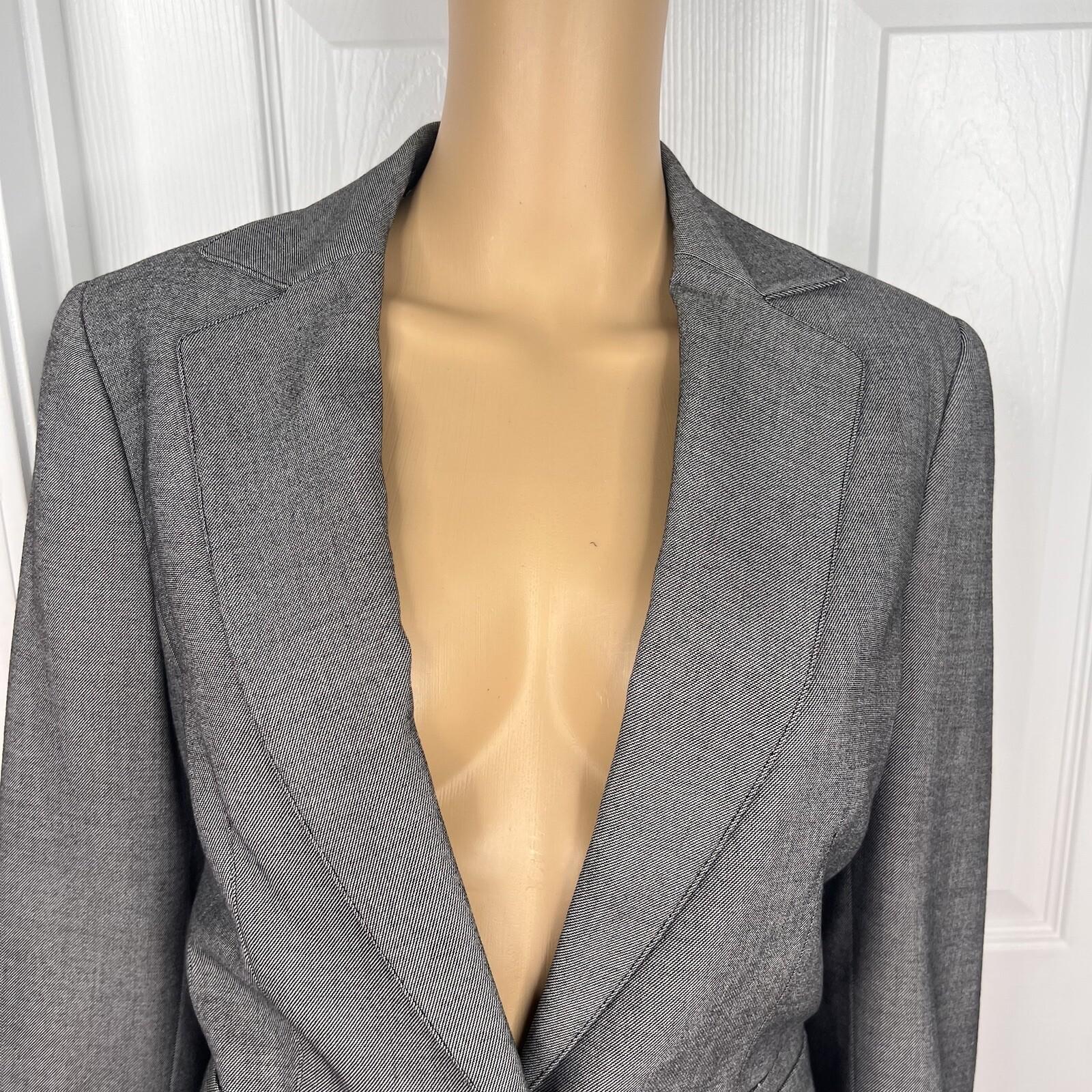10-1145.jpg Jones New York Polyester Rayon Spandex Pant Suit Size 8 Gray Lined Career 2PC