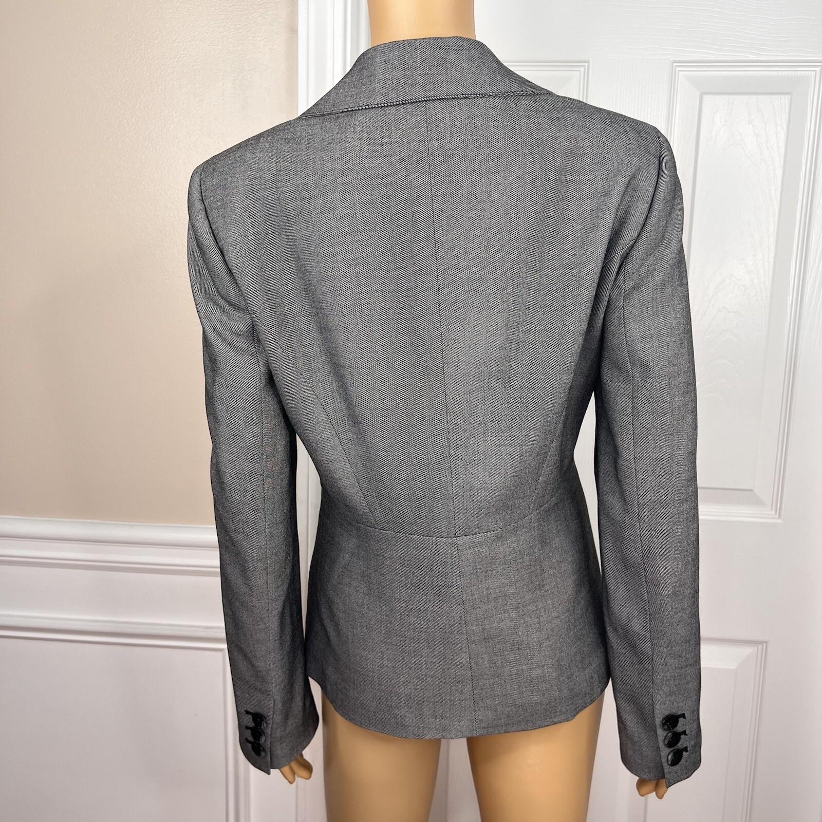 10-1146.jpg Jones New York Polyester Rayon Spandex Pant Suit Size 8 Gray Lined Career 2PC