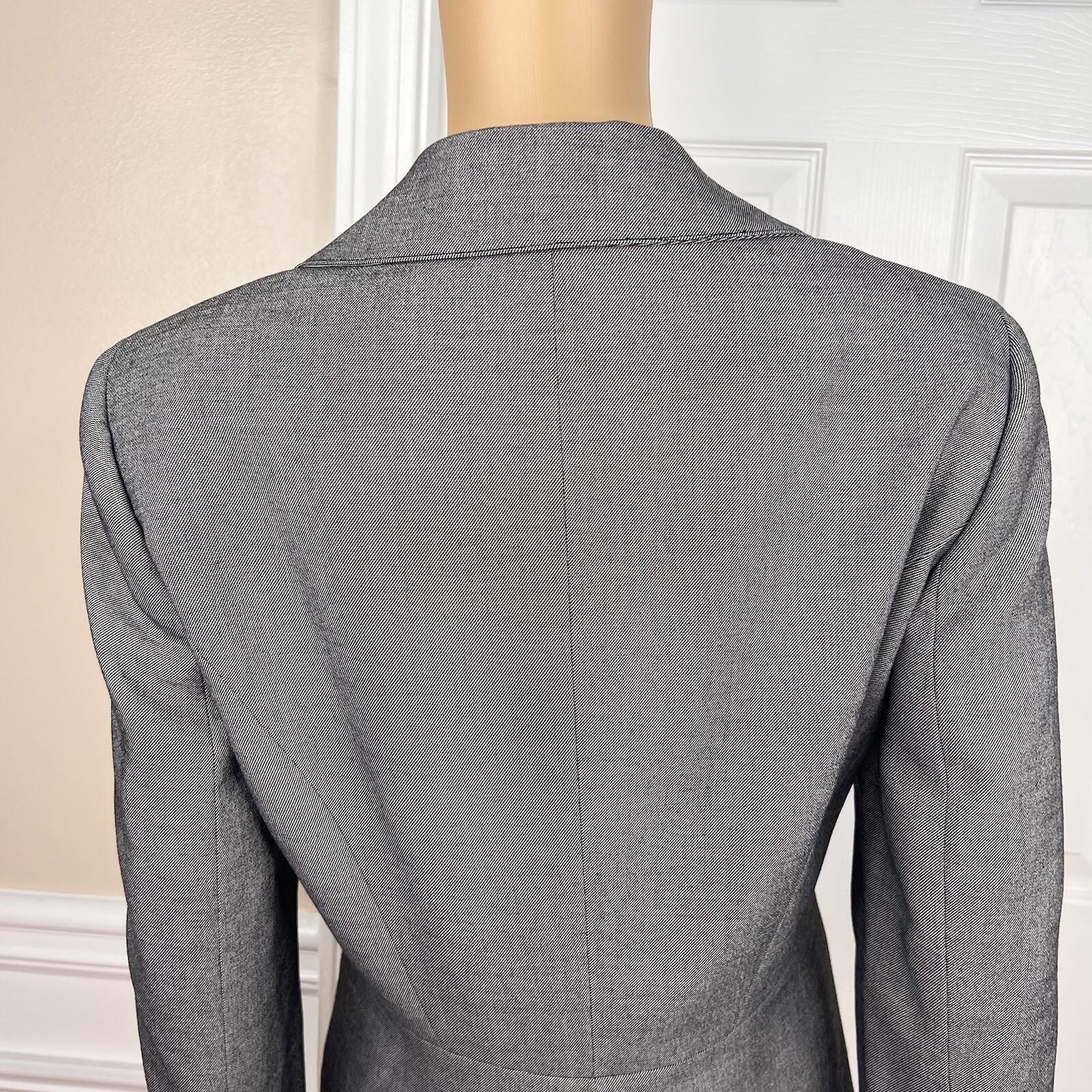 10-1147.jpg Jones New York Polyester Rayon Spandex Pant Suit Size 8 Gray Lined Career 2PC