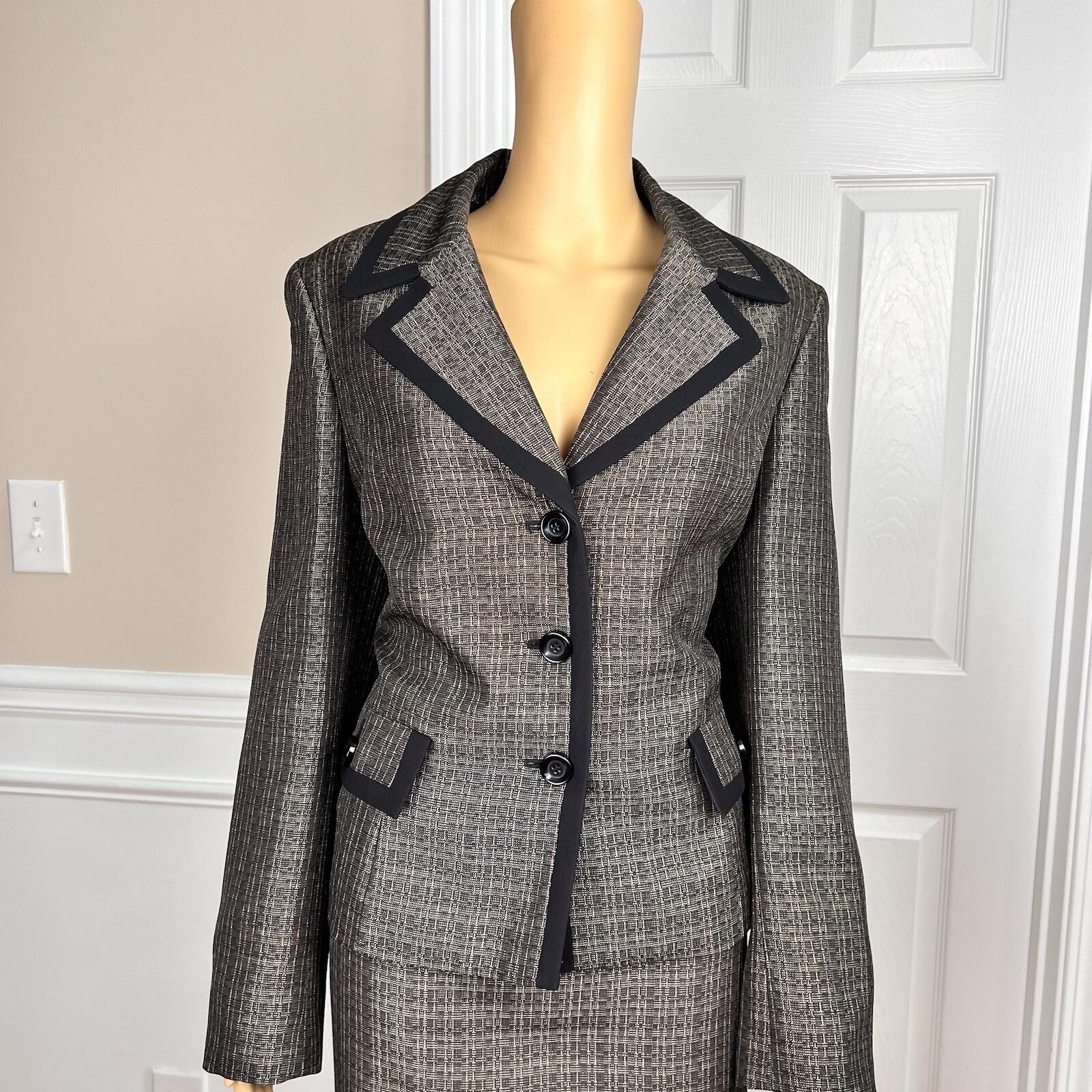 Jones Studio Polyester Metallic Skirt 12 Suit 14 Mismatch Light Brown 2 Piece