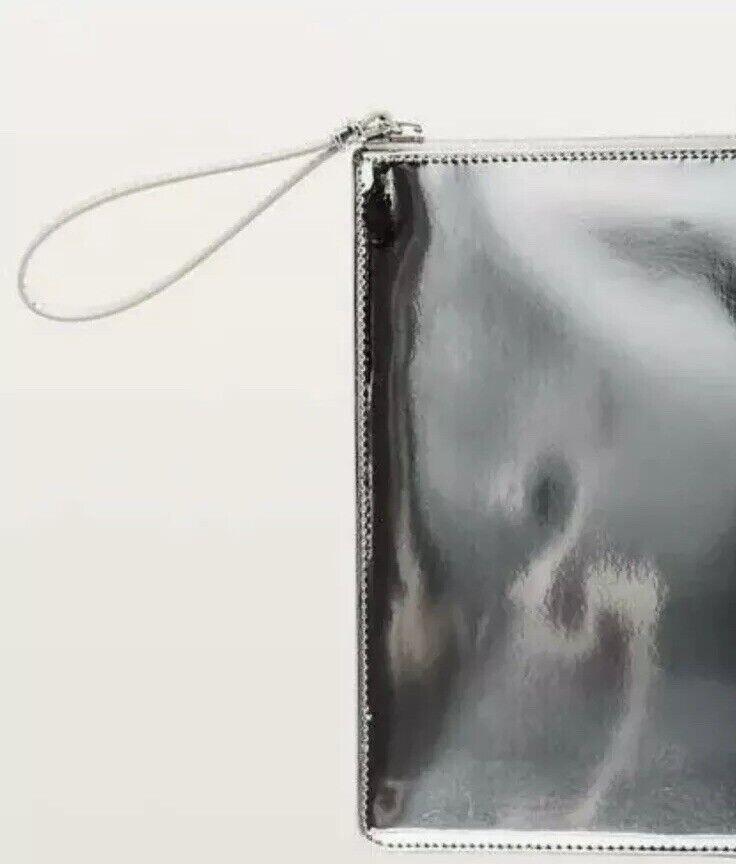 New LULULEMON Goody Bag Large Oversized Wristlet Clutch Shiny Silver