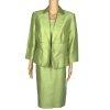 Kasper Women Polyester Dress Suit 14 Green Lined Open Front 3/4 Sleeves 2PC