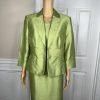 Kasper Women Polyester Dress Suit 14 Green Lined Open Front 3/4 Sleeves 2PC
