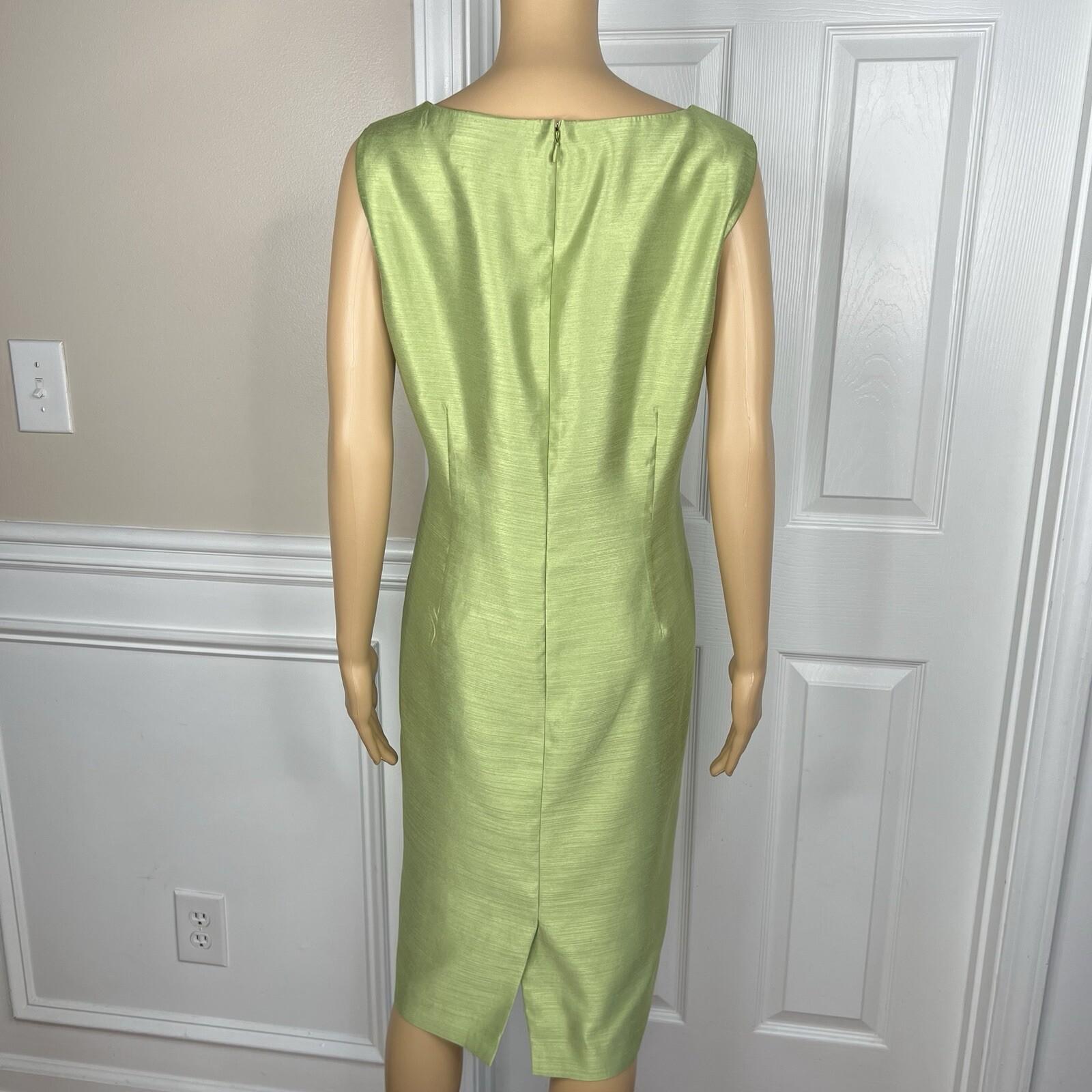 Kasper Women Polyester Dress Suit 14 Green Lined Open Front 3/4 Sleeves 2PC