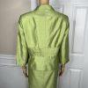 Kasper Women Polyester Dress Suit 14 Green Lined Open Front 3/4 Sleeves 2PC