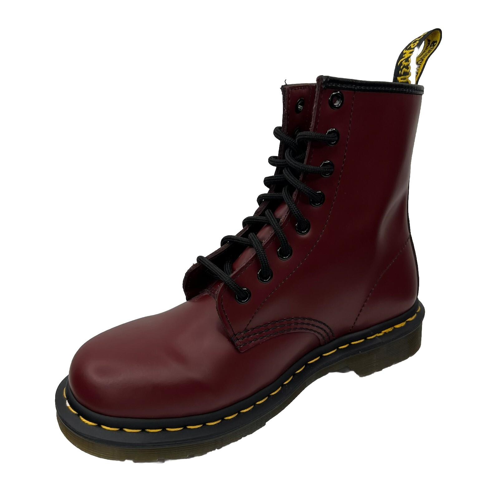 Dr Martens Air Wair 1460 Leather Boots 6M Cherry Red Combat Work 8 Eye Lace Up