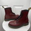 Dr Martens Air Wair 1460 Leather Boots 6M Cherry Red Combat Work 8 Eye Lace Up