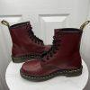 Dr Martens Air Wair 1460 Leather Boots 6M Cherry Red Combat Work 8 Eye Lace Up