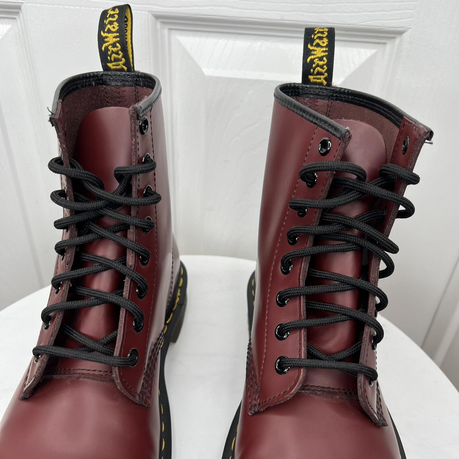 Dr Martens Air Wair 1460 Leather Boots 6M Cherry Red Combat Work 8 Eye Lace Up