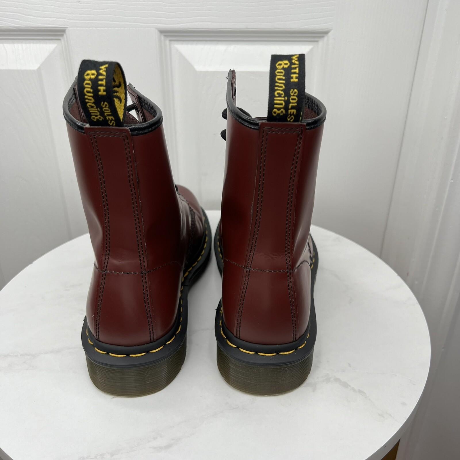 Dr Martens Air Wair 1460 Leather Boots 6M Cherry Red Combat Work 8 Eye Lace Up