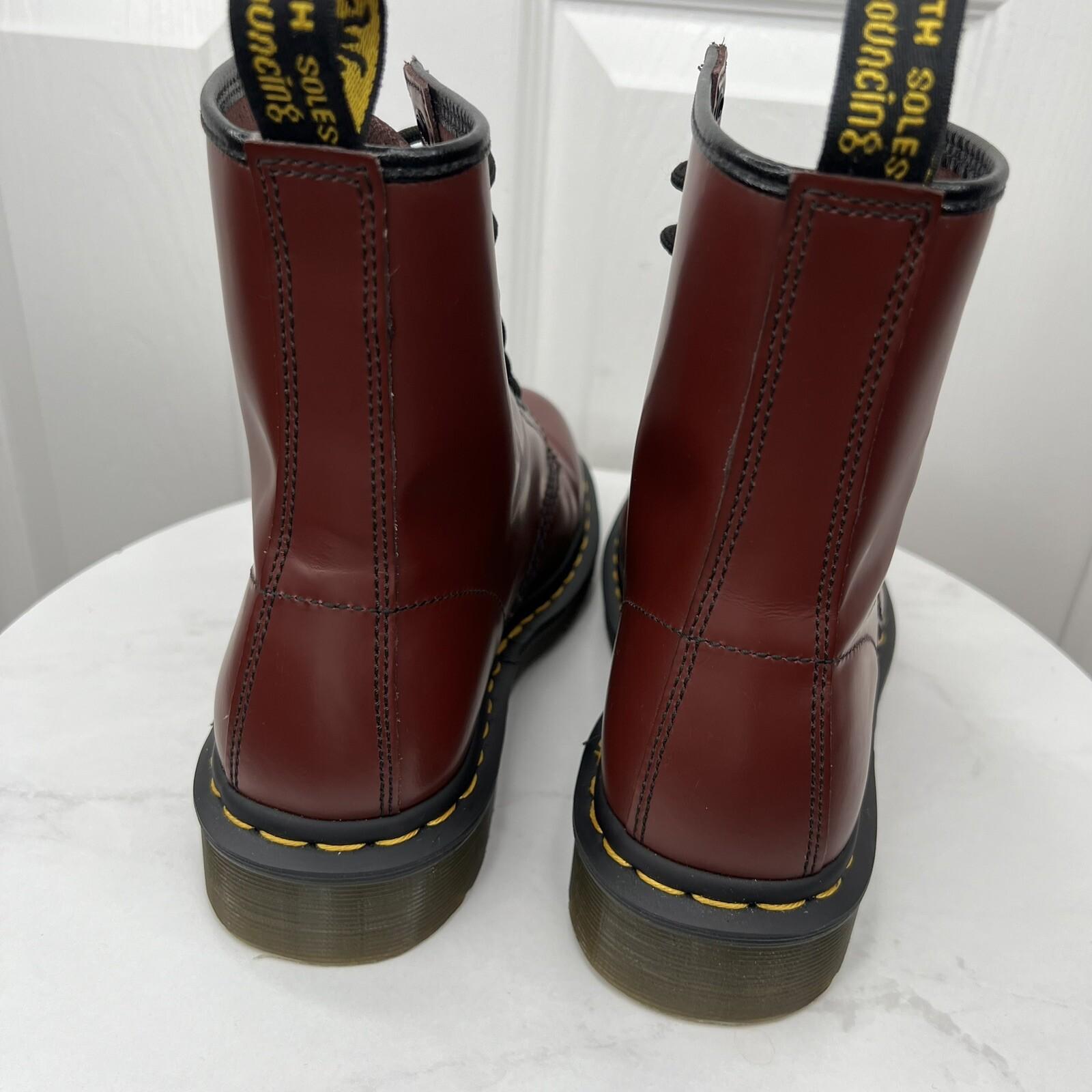 Dr Martens Air Wair 1460 Leather Boots 6M Cherry Red Combat Work 8 Eye Lace Up