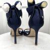 Kate Spade Izzie Satin Shoes Size 9.5B Navy Blue Buckle At Ankle With Bow Pump