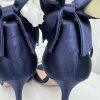 Kate Spade Izzie Satin Shoes Size 9.5B Navy Blue Buckle At Ankle With Bow Pump
