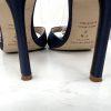 Kate Spade Izzie Satin Shoes Size 9.5B Navy Blue Buckle At Ankle With Bow Pump