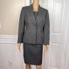 KASPER Women Polyester Dress Size 6P Suit Size 8P Gray Notch Collar Lined 2PC
