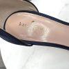 Kate Spade Izzie Satin Shoes Size 9.5B Navy Blue Buckle At Ankle With Bow Pump