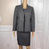 KASPER Women Polyester Dress Size 6P Suit Size 8P Gray Notch Collar Lined 2PC