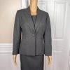 KASPER Women Polyester Dress Size 6P Suit Size 8P Gray Notch Collar Lined 2PC