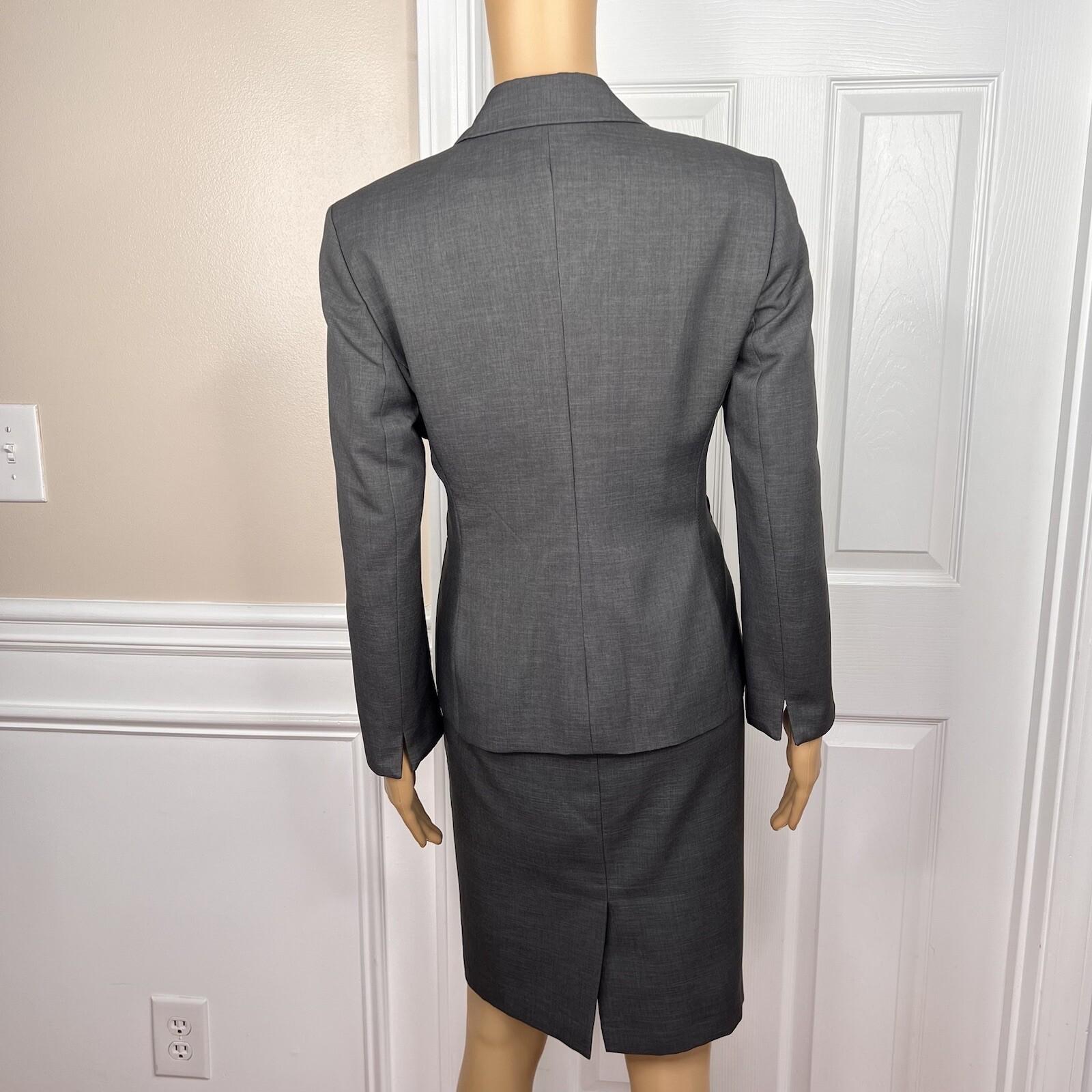 KASPER Women Polyester Dress Size 6P Suit Size 8P Gray Notch Collar Lined 2PC
