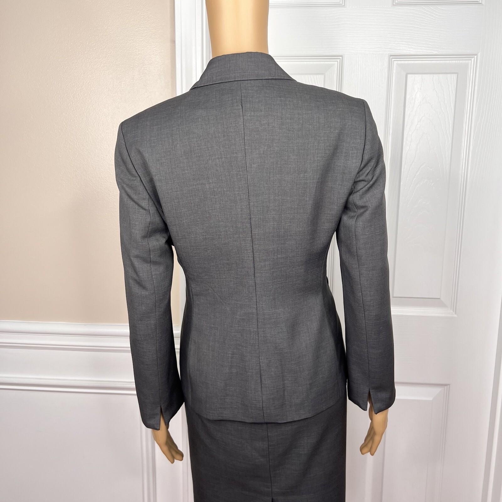 KASPER Women Polyester Dress Size 6P Suit Size 8P Gray Notch Collar Lined 2PC