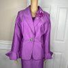 GMI Polyester Skirt Suit Top 16 Purple Ruffle Shawl Collar 3PC Bell Sleeves