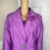 GMI Polyester Skirt Suit Top 16 Purple Ruffle Shawl Collar 3PC Bell Sleeves