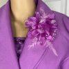 GMI Polyester Skirt Suit Top 16 Purple Ruffle Shawl Collar 3PC Bell Sleeves
