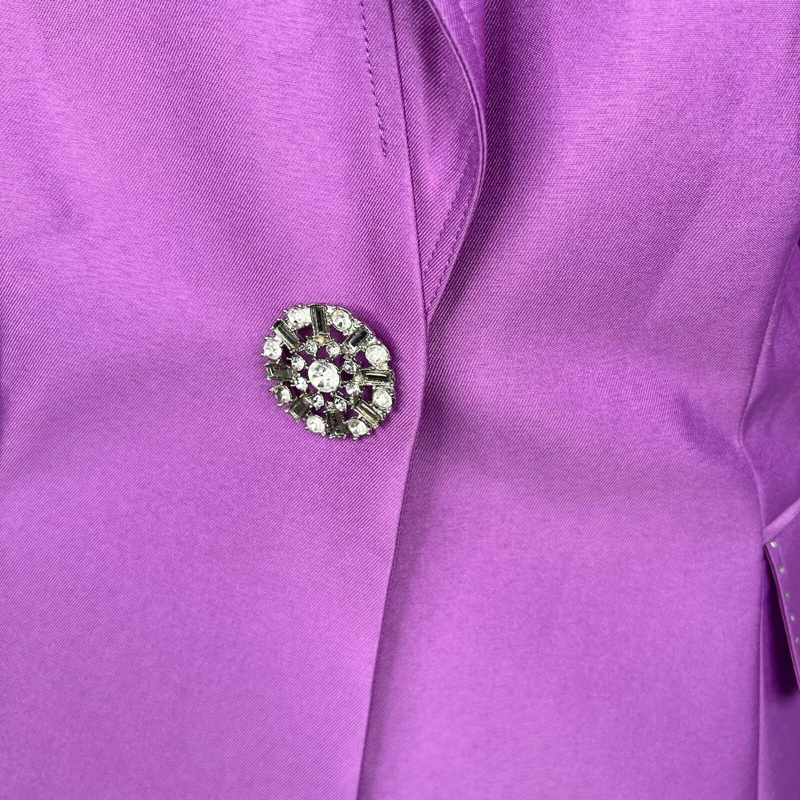 GMI Polyester Skirt Suit Top 16 Purple Ruffle Shawl Collar 3PC Bell Sleeves