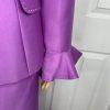 GMI Polyester Skirt Suit Top 16 Purple Ruffle Shawl Collar 3PC Bell Sleeves