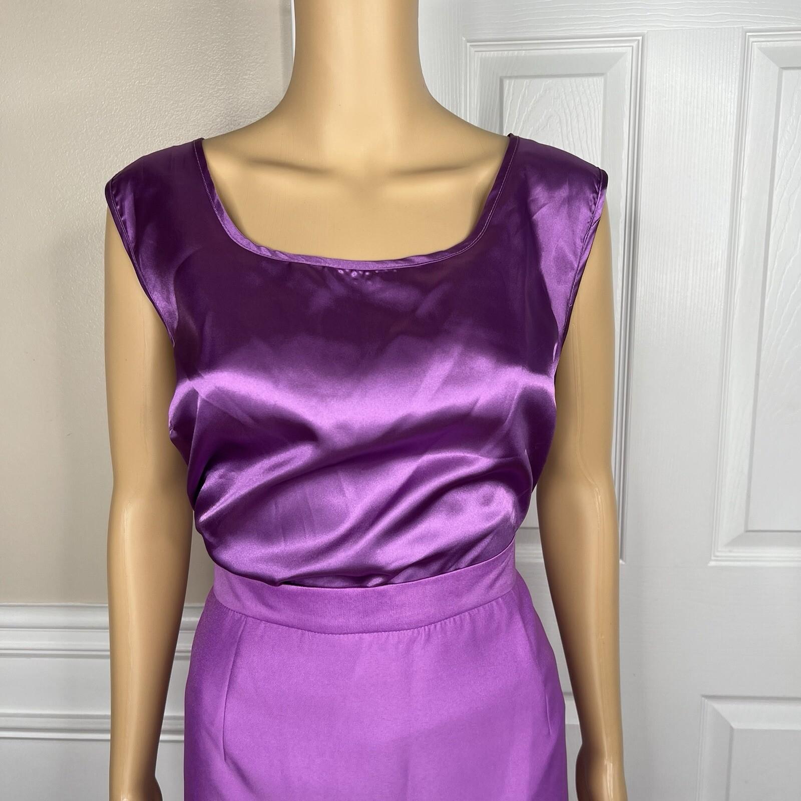 GMI Polyester Skirt Suit Top 16 Purple Ruffle Shawl Collar 3PC Bell Sleeves