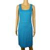 10-1225.jpg St John Santana Knit Metallic Dress Size 2 Turquoise Shimmer Luxury Sleeveless