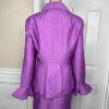 GMI Polyester Skirt Suit Top 16 Purple Ruffle Shawl Collar 3PC Bell Sleeves