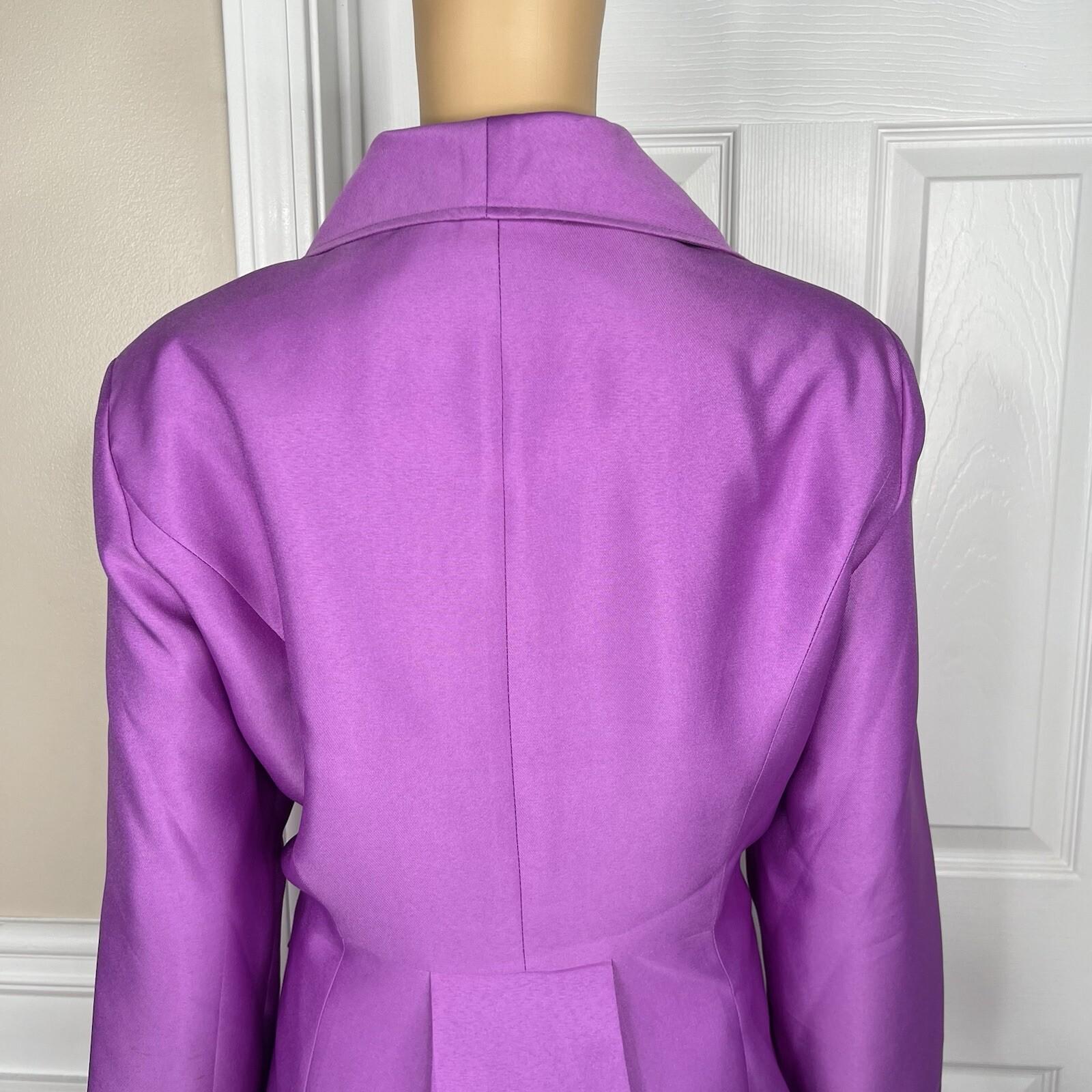 GMI Polyester Skirt Suit Top 16 Purple Ruffle Shawl Collar 3PC Bell Sleeves