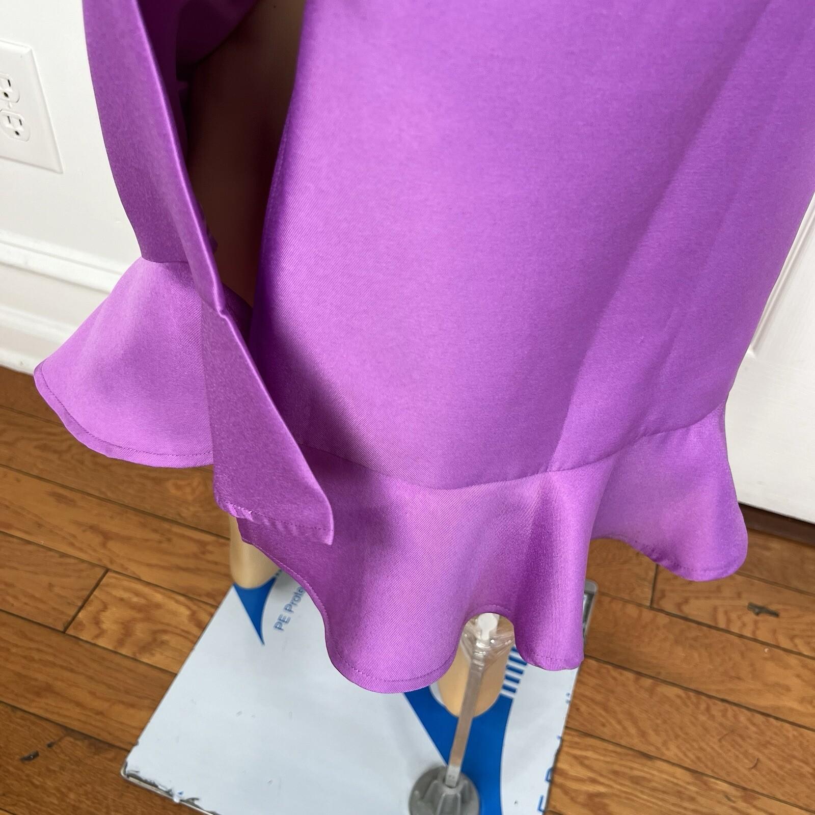 GMI Polyester Skirt Suit Top 16 Purple Ruffle Shawl Collar 3PC Bell Sleeves