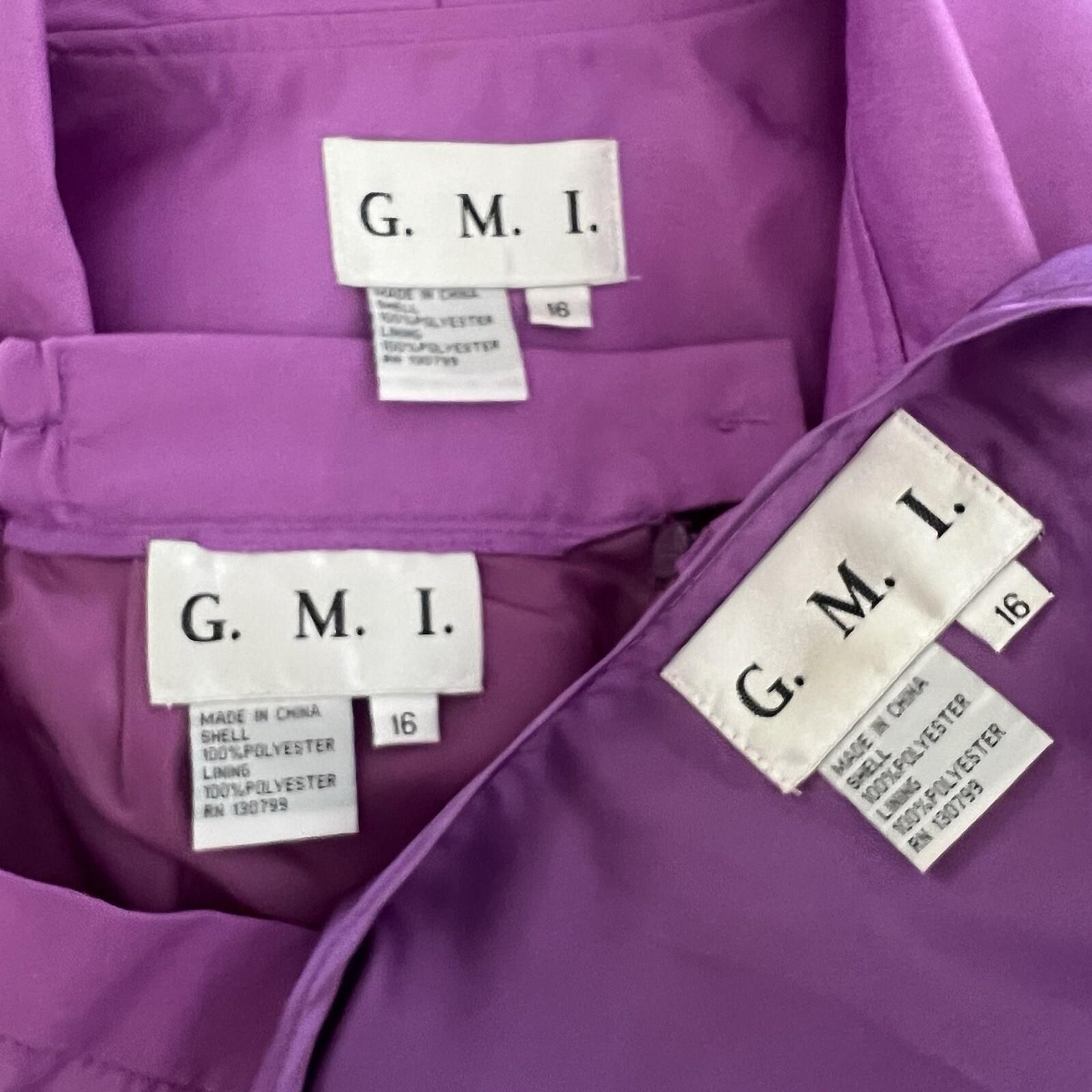 GMI Polyester Skirt Suit Top 16 Purple Ruffle Shawl Collar 3PC Bell Sleeves