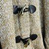 Mickael Kors Sweater L Tan Chunky Knit Poncho Mock Neck Full Zip Toggle Cape