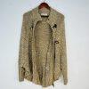 Mickael Kors Sweater L Tan Chunky Knit Poncho Mock Neck Full Zip Toggle Cape