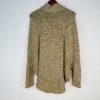 Mickael Kors Sweater L Tan Chunky Knit Poncho Mock Neck Full Zip Toggle Cape
