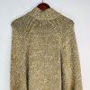 Mickael Kors Sweater L Tan Chunky Knit Poncho Mock Neck Full Zip Toggle Cape