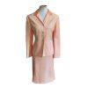 LARRY LEVINE Women 2PC Light Orange Polyester Lined Skirt Suit Size 14P