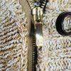 Mickael Kors Sweater L Tan Chunky Knit Poncho Mock Neck Full Zip Toggle Cape