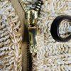 Mickael Kors Sweater L Tan Chunky Knit Poncho Mock Neck Full Zip Toggle Cape