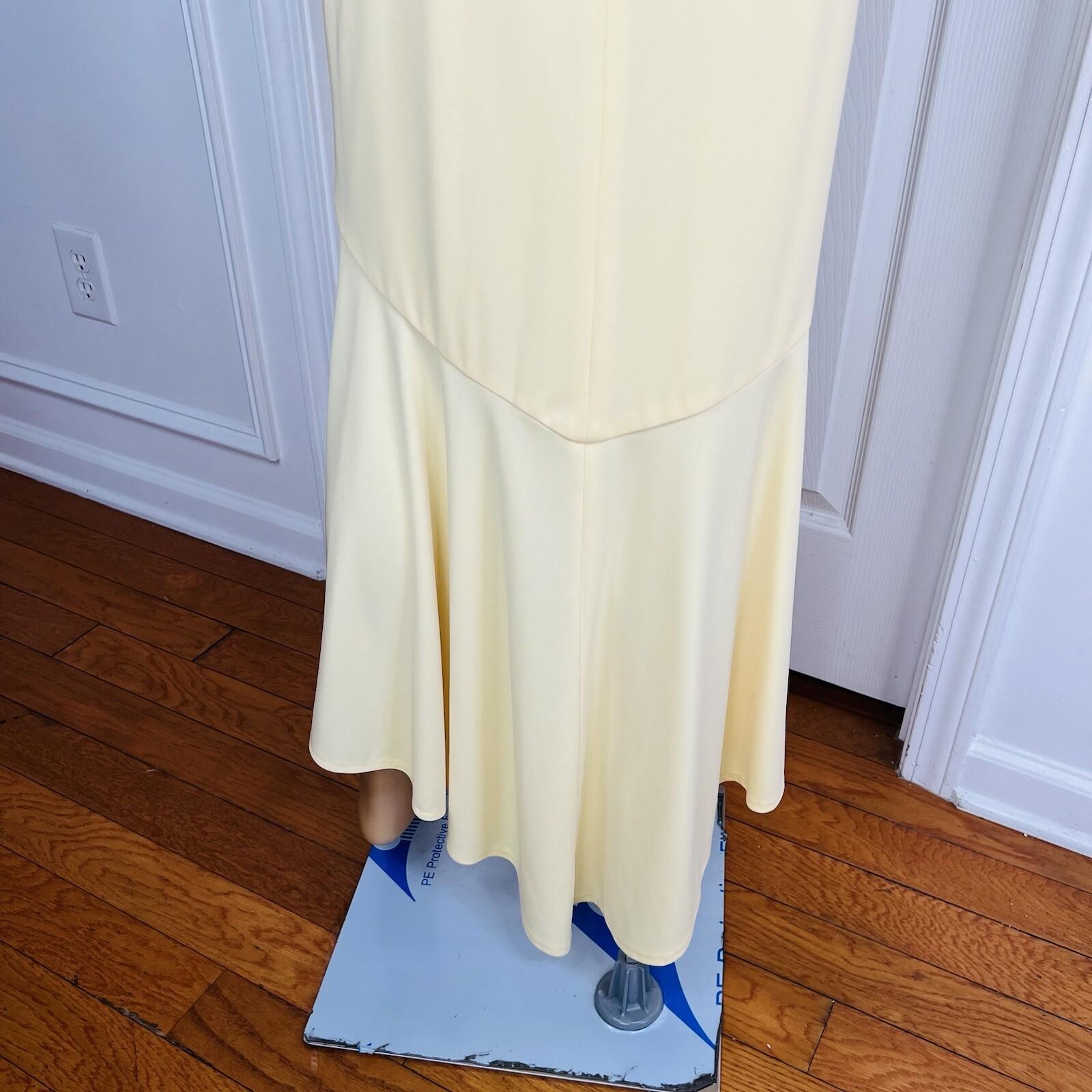 De Laru Dress Gown Prom Polyester 7/8 Vintage Y2K Yellow Beaded Spaghetti Strap